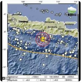 INFO GEMPA 26 AGUSTUS 2024 JAM 19:57 BARAT DAYA GUNUNGKIDUL